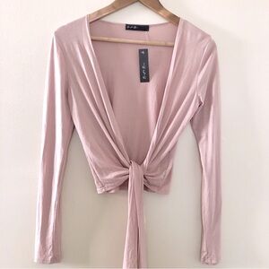 Brit & Bri Pink Wrapped Crop Top Plunge Neck Women’s Size Small